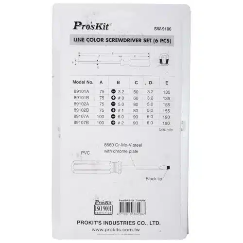 مجموعه 6 عددی پیچ گوشتی پروسکیت مدل Proskit SW-9106 عصرتولز
