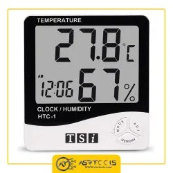 TEMPERATURE HUMIDITY CLOCK TSI HTC-1-0-دماسنج، رطوبت سنج و ساعت رومیزی تی اس آی مدل HTC-1