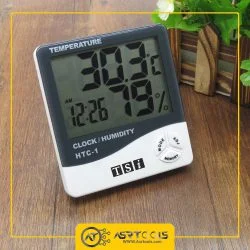 TEMPERATURE HUMIDITY CLOCK TSI HTC-1-0-دماسنج، رطوبت سنج و ساعت رومیزی تی اس آی مدل HTC-1