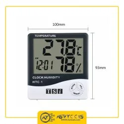 TEMPERATURE HUMIDITY CLOCK TSI HTC-1-0-دماسنج، رطوبت سنج و ساعت رومیزی تی اس آی مدل HTC-1