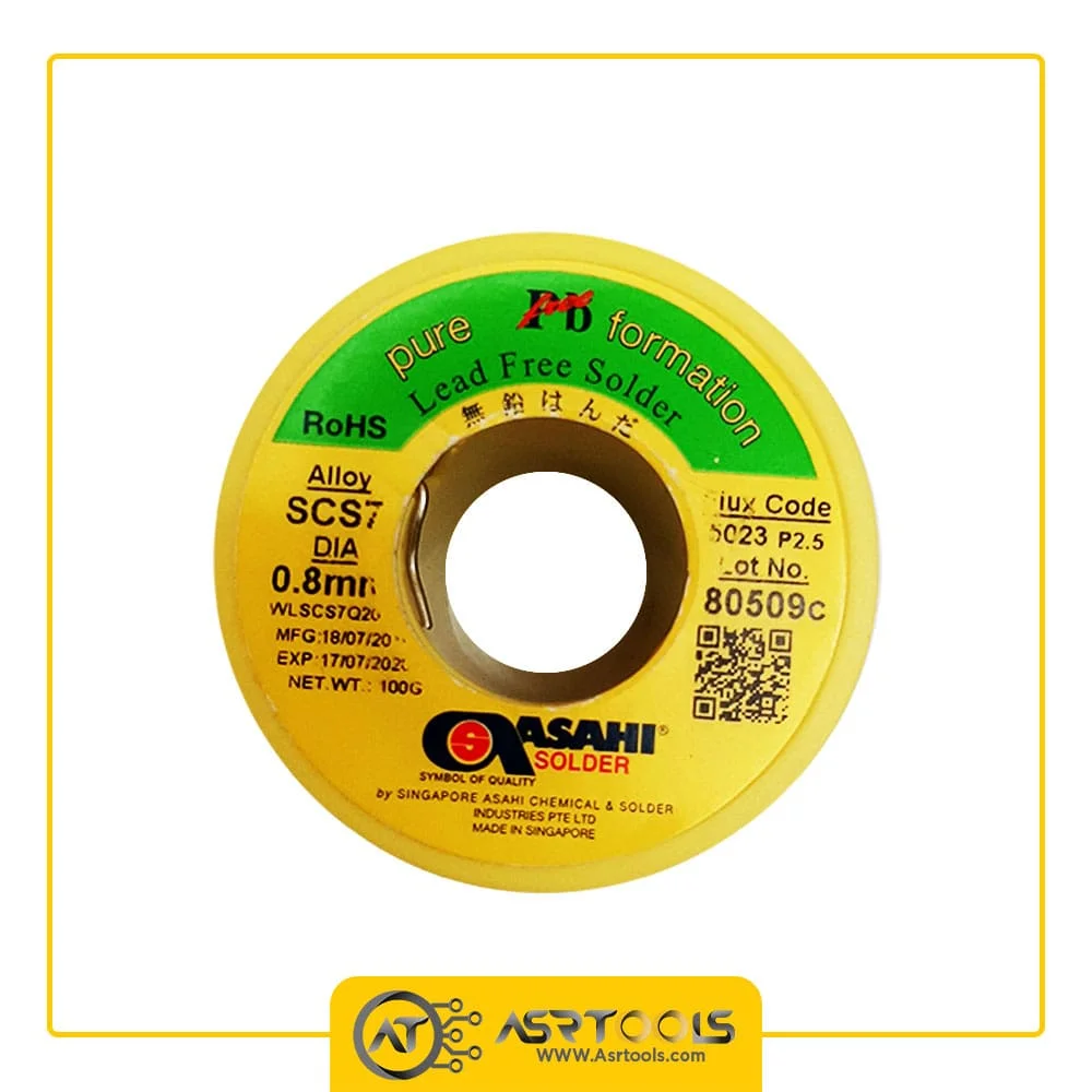 سیم لحیم بدون سرب آساهی مدل asahi Lead free solder 0.8mm 100gr -0-asahi lead free solder 0.8mm 100gr