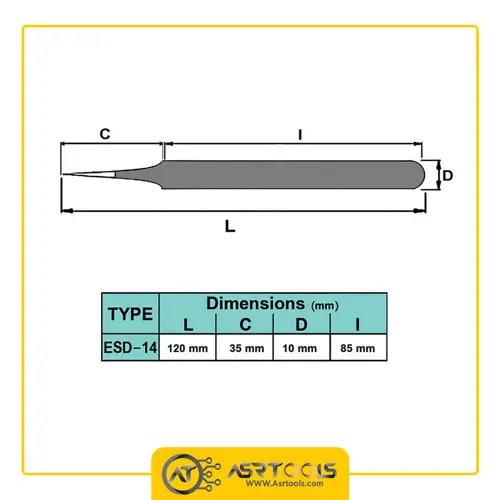 انبر پنس دیتک مدل DTEC ESD-14 سایز 110 میلی متر-0-dtec-esd-14-tweezers