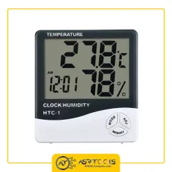 دماسنج، رطوبت سنج و ساعت رومیزی مدل HTC-1-0-Indoor Digital Thermometer Hygrometer Meter Clock HTC-1