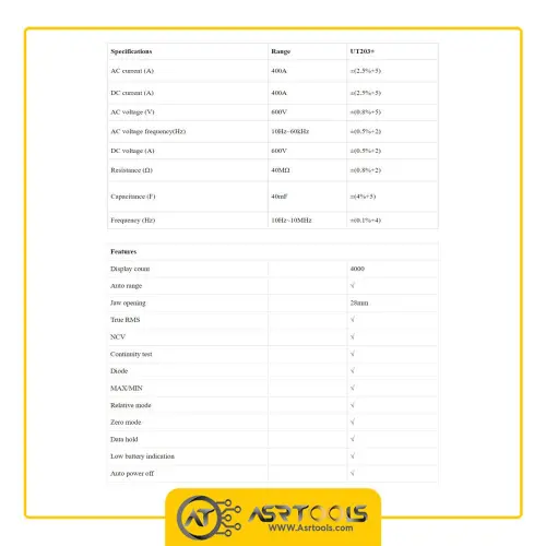 مولتی متر کلمپی یونی تی مدل UNI-T UT203 Plus-0-UNI-T UT203 Plus Digital Clamp Meters
