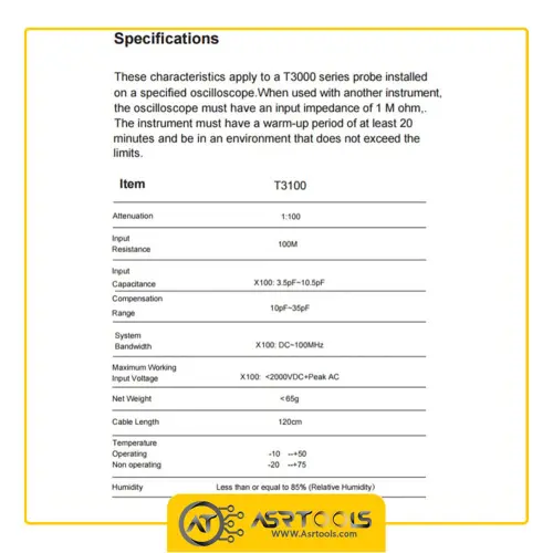 پراب اسیلوسکوپ هانتک مدل HANTEK T3100-0-hantek t3100 High-Voltage oscilloscope x100 Probe