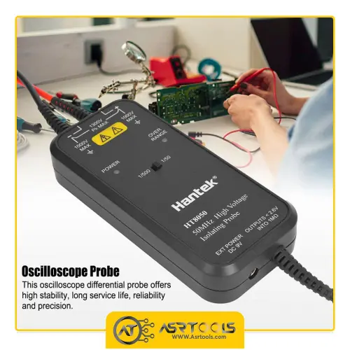پراب دیفرانسیلی (ایزوله) اسیلوسکوپ هانتک مدل HANTEK HT-8050-5-Hantek HT8050 Oscilloscope Probe Oscilloscope High Voltage Differential Probe 150 1500 US Plug 100-240V