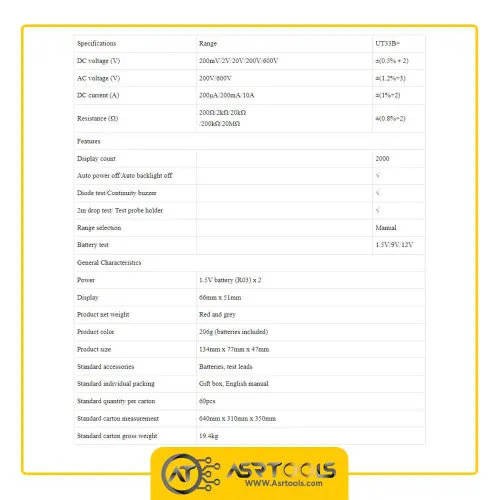 مولتی متر دیجیتال یونیت مدل +UNI-T UT33B-0-UNI-T UT33B+ Palm Size Digital Multimeter