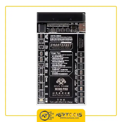 کیت تست و شوک باتری گوشی او اس اس تیم مدل OSS TEAM W209 PRO-0-OSS TEAM W209 PRO smartphone battery fast chargING AND activatED 2 IN 1 tool