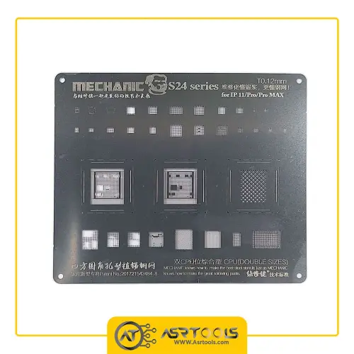 MECHANIC S24 T0.12MM PLANTING TIN STEEL NET 11 11PRO 11 PRO MAX-0-شابلون آی سی آیفون مکانیک مدل MECHANIC S24 T0.12 مناسب مدل های iPhone 11, 11 ProPro Max
