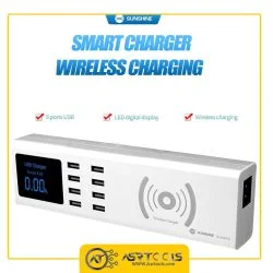 SUNSHINE SS-309WD SMART CHARGER WITH WIRELESS CHARGER-0-شارژر هوشمند رومیزی و تستر شارژر سانشاین مدل SUNSHINE SS-309WD