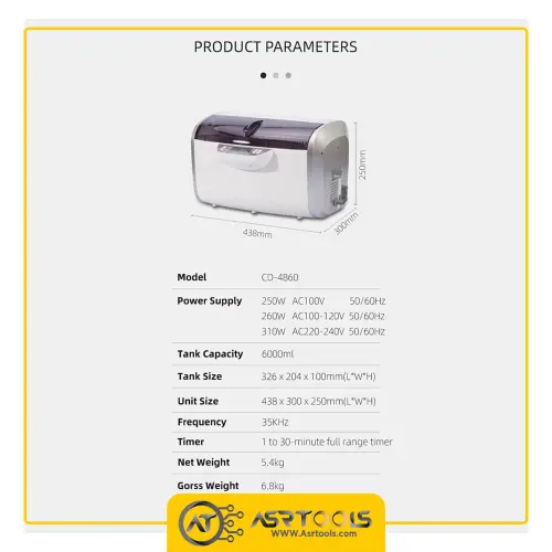 codyson cd-4860 ultrasonic cleaner-0-حمام آلتراسونیک کودیسون مدل CODYSON CD-4860 حجم 6000 میلی لیتر