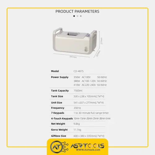 codyson cd-4875 ultrasonic cleaner-0-حمام آلتراسونیک کودیسون مدل CODYSON CD-4875 حجم 7500 میلی لیتر