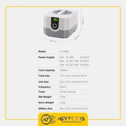 حمام آلتراسونیک کودیسون مدل CODYSON CD-4800 حجم 1400 میلی لیتر ASRTOOLS