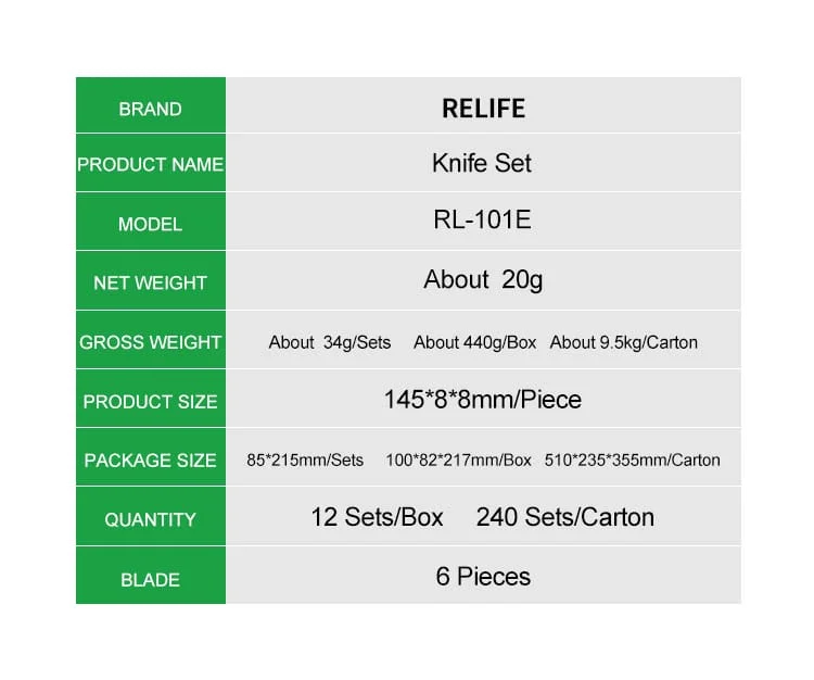 کاتر قلمی ریلایف مدل RELIFE RL-101E همراه با 6 عدد تیغ یدک