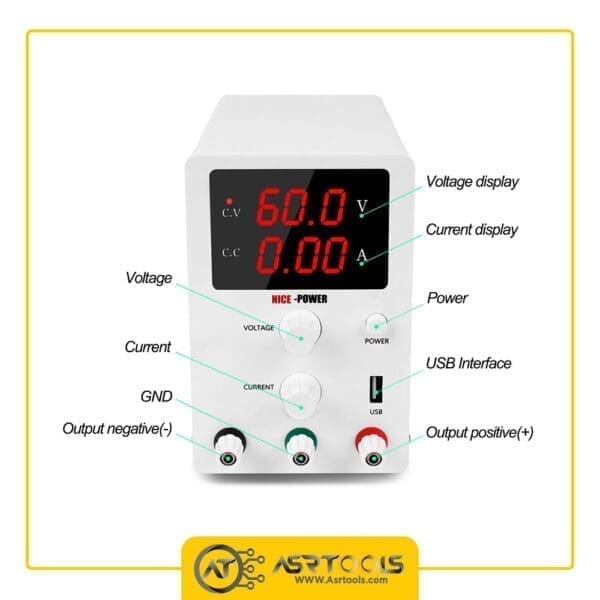 Nice Power R-SPS605 60V 5A DC Regulated Power Supply Precision Digital Adjustable Switching USB Interface Power Source-0-منبع تغذیه نایس پاور مدل NICE POWER R-SPS605