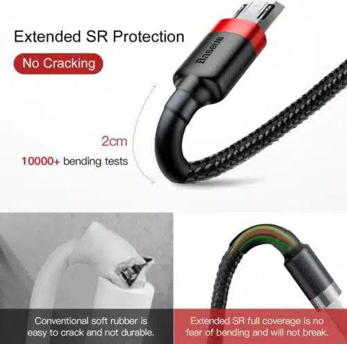 کابل تبدیل USB به Baseus microUSB باسئوس مدل Cafule طول 3 متر ASRTOOLS