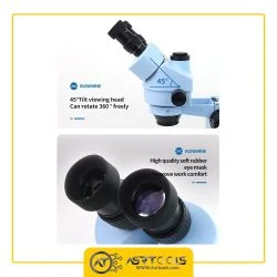 SUNSHINE SZM45T-B1 HD trinocular stereo microscope 7-45 times continuous zoom mobile phone repair motherboard welding zoom-3-لوپ سه چشم سانشاین مدل SUNSHINE SZM45T-B1