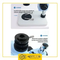 SUNSHINE SZM45T-B1 HD trinocular stereo microscope 7-45 times continuous zoom mobile phone repair motherboard welding zoom-3-لوپ سه چشم سانشاین مدل SUNSHINE SZM45T-B1