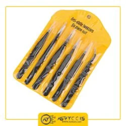 anti static tweezers six piece sets ESD-6-0-مجموعه 6 عددی پنس آنتی استاتیک مدل ESD-6
