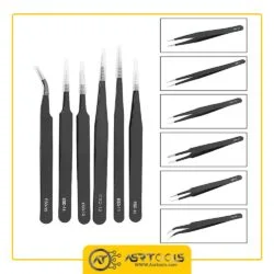 anti static tweezers six piece sets ESD-6-0-مجموعه 6 عددی پنس آنتی استاتیک مدل ESD-6