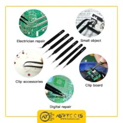 anti static tweezers six piece sets ESD-6-0-مجموعه 6 عددی پنس آنتی استاتیک مدل ESD-6