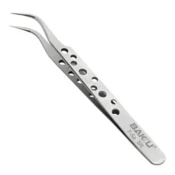 BK 7-Sa SR, Advanced Non-magnetic Stainless Anti-frictional Curved Tips Tweezer,Ultra Rigidity,Ultra Fine Point baku-0-انبر پنس سر کج باکو مدل BAKKU 7-SA SR سایز 120 میلی متر