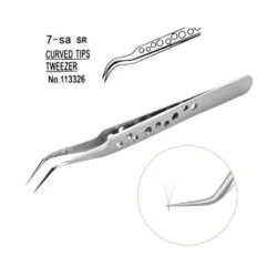 BK 7-Sa SR, Advanced Non-magnetic Stainless Anti-frictional Curved Tips Tweezer,Ultra Rigidity,Ultra Fine Point baku-0-انبر پنس سر کج باکو مدل BAKKU 7-SA SR سایز 120 میلی متر