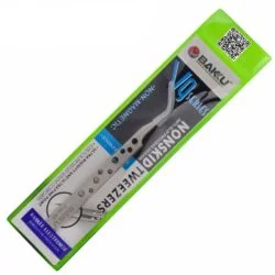 BK 7-Sa SR, Advanced Non-magnetic Stainless Anti-frictional Curved Tips Tweezer,Ultra Rigidity,Ultra Fine Point baku-0-انبر پنس سر کج باکو مدل BAKKU 7-SA SR سایز 120 میلی متر