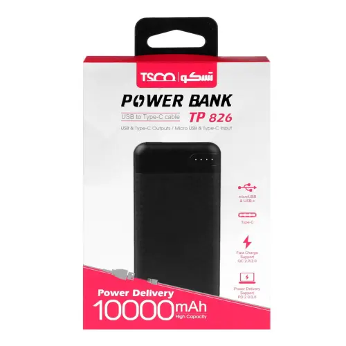 شارژر همراه تسکو مدل TSCO tp 826 ظرفیت 10000 میلی‌ آمپر ساعت ASRTOOLS