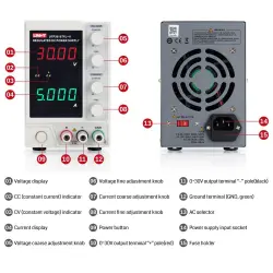UNI-T 30V 5A Linear Power Supply, UTP3315TFL-II Regulated Bench Power Supply, 4 Digital LED with Alligator Leads-0-منبع تغذیه یونی تی مدل UNI-T UTP3315TFL-II