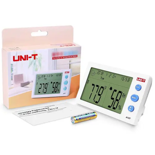UNI-T A13T humidity & temperature meter-0-دماسنج، رطوبت سنج و ساعت یونی تی مدل UNI-T A13T