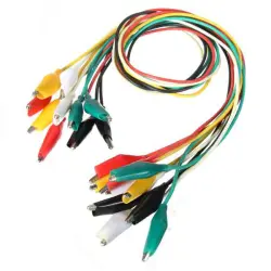 S10 10pcs 50cm SMALL Alligator Clips Double-ended Clips Crocodile Cable Alligator Jumper Wire Test Leads Alligator Clips-0-سیم دو سر سوسماری سایز کوچک مدل S10 مجموعه 10 عددی