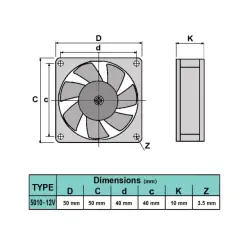 فن دیتک DC12V مدل AsrTools DTEC 505010