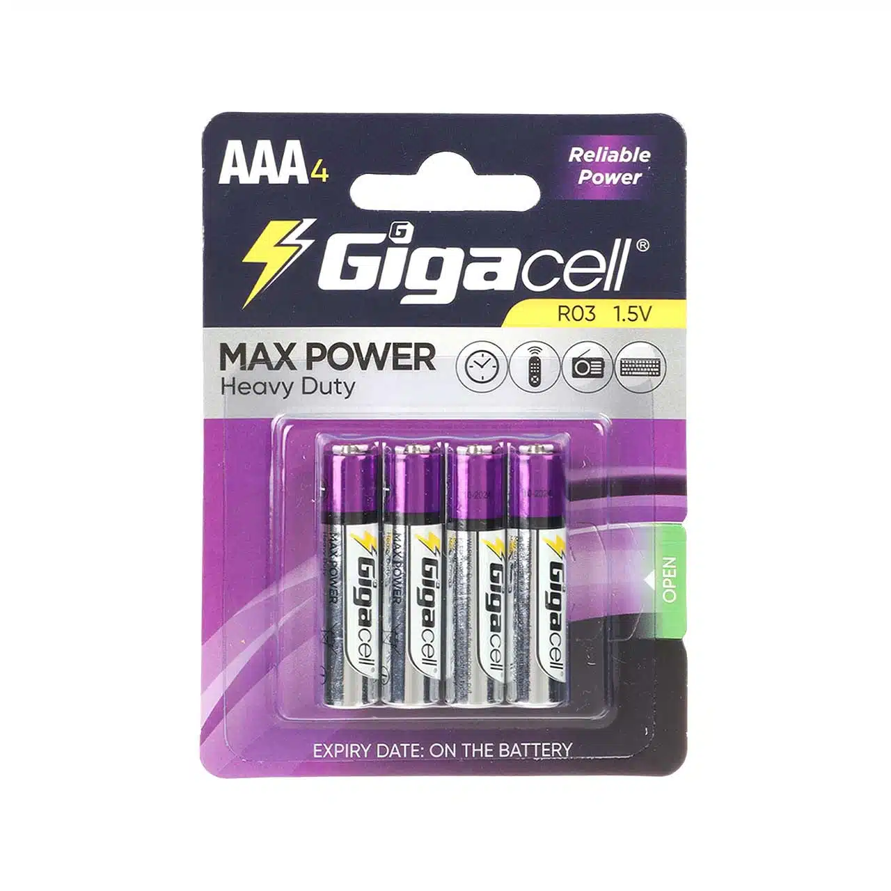 باتری نیم قلمی گیگاسل مدل Gigacell Max Power R03 بسته 4 عددی