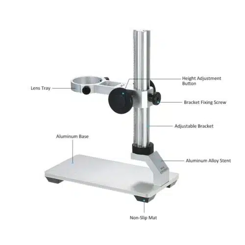 Aluminum Alloy Stand Holder for USBWi-Fi Digital Microscope, Bysameyee Universal Diameter Metal Mount-0-پایه میکروسکوپ دیجیتال مدل GS600