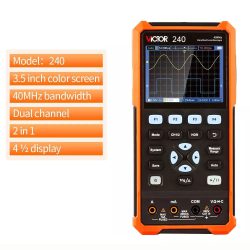 VICTOR 240 handheld digital automotive oscilloscope with multimeter two channel 40mhz bandwidth electronic meter with USB SCPI-0-اسیلوسکوپ دستی ویکتور مدل VICTOR 240