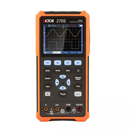 VICTOR 270S Handheld Oscilloscope And Multimeter And Signal Generator 3 in 1Function 70MHz Dual Channel 4 12 Display 250M Sas-0-اسیلوسکوپ دستی ویکتور مدل VICTOR 270S