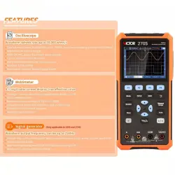 VICTOR 270S Handheld Oscilloscope And Multimeter And Signal Generator 3 in 1Function 70MHz Dual Channel 4 12 Display 250M Sas-0-اسیلوسکوپ دستی ویکتور مدل VICTOR 270S
