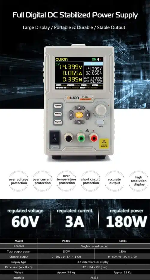 منبع تغذیه دیجیتال اوون مدل OWON P4603 ASRTOOLS