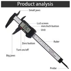 Digital Caliper Measuring Tool, CACHOR 0-6 Vernier Caliper - 150mm Electronic Micrometer Caliper with Large LCD Screen, Auto-Off, Inch Millimeter Conversion-0-کولیس دیجیتال مدل 150mm