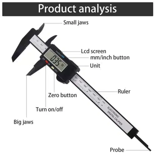 Digital Caliper Measuring Tool, CACHOR 0-6 Vernier Caliper - 150mm Electronic Micrometer Caliper with Large LCD Screen, Auto-Off, Inch Millimeter Conversion-0-کولیس دیجیتال مدل 150mm