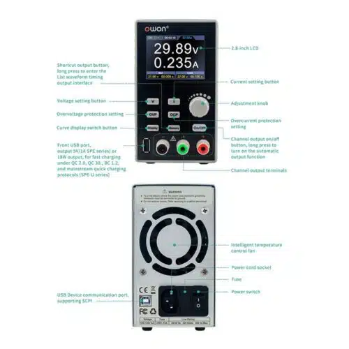 OWON SPE6102 Power supply programmable laboratory; Ch 1; 0÷60VDC; 0÷10A; 200W-0-منبع تغذیه دیجیتال قابل برنامه ریزی اوون مدل OWON SPE6102