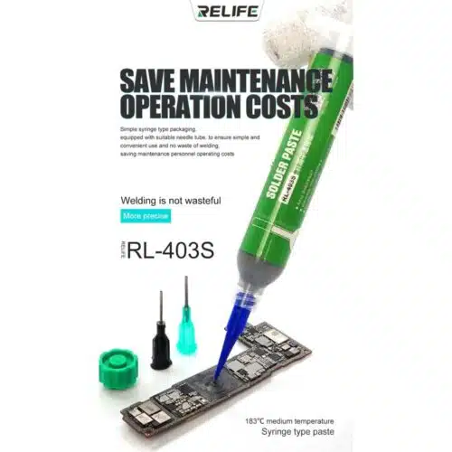 Relife RL-403S Welding Paste 183C Medium Temperature Solder Paste Flux 10CC Tin Liquid BGA Soldering Magnetic Fluxes PCB Repair-0-خمیر قلع سرنگی ریلایف مدل RELIFE RL-403S