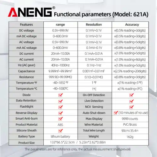 مولتی متر دیجیتال آننگ مدل ANENG 621A عصرتولز