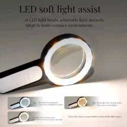 30X 18 LED Lights Cold Warm Light High-definition Elderly Reading Repairing Glass Magnifying Glass-0-ذره بین دستی با نور LED مدل 18-2290