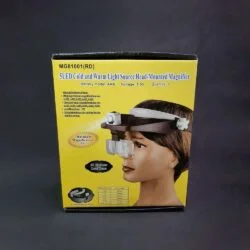 MG81001 RD 5 LED COLD AND WARM LIGHT SOURCE HEAD MOUNTED-0-ذره بین کلاهی چراغ دار مدل MG81001(RD) همراه با 6 عدد لنز