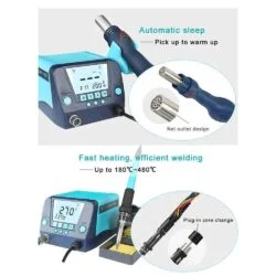 Bakon BK881 2-in-1 Soldering Station & Soldering Gun Multifunctional Digital Rework Station Hot Air Gun Soldering and Desoldering Tool LCD Display-0-هیتر و هویه باکون مدل Bakon BK881