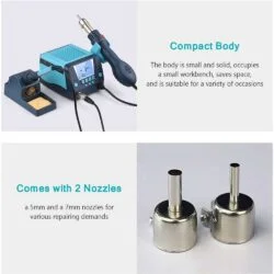 Bakon BK881 2-in-1 Soldering Station & Soldering Gun Multifunctional Digital Rework Station Hot Air Gun Soldering and Desoldering Tool LCD Display-0-هیتر و هویه باکون مدل Bakon BK881