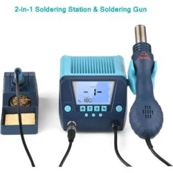 Bakon BK881 2-in-1 Soldering Station & Soldering Gun Multifunctional Digital Rework Station Hot Air Gun Soldering and Desoldering Tool LCD Display-0-هیتر و هویه باکون مدل Bakon BK881