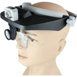 MG81001 RD 5 LED COLD AND WARM LIGHT SOURCE HEAD MOUNTED-0-ذره بین کلاهی چراغ دار مدل MG81001(RD) همراه با 6 عدد لنز